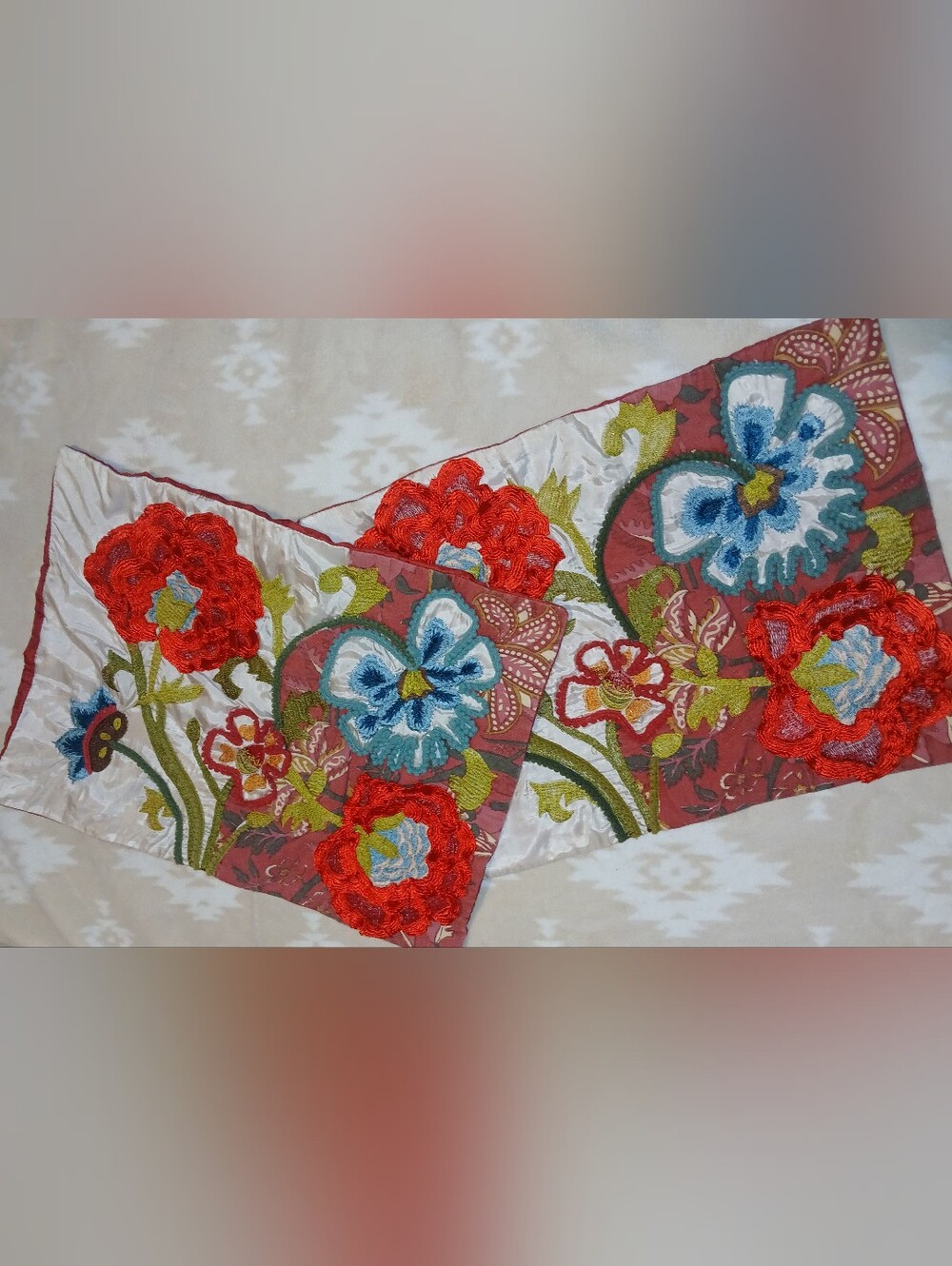 PEIR 1 Imports Embroidered Floral Pillow Shams in Red, Blue, Green